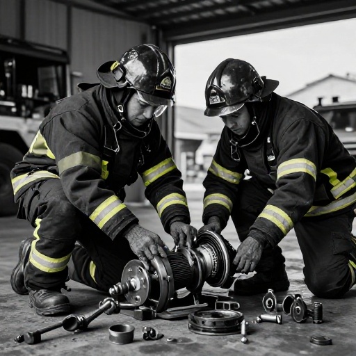 Reparación de unidad de bomberos de San Román con piezas repuestos