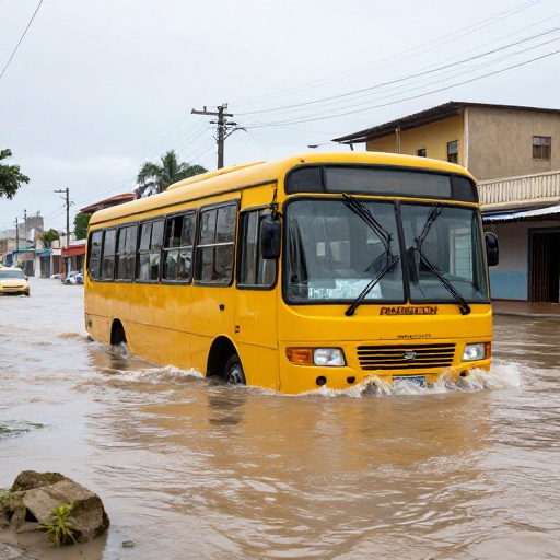 Lluvias en Villa María del Triunfo: Bus de transporte queda sumergido