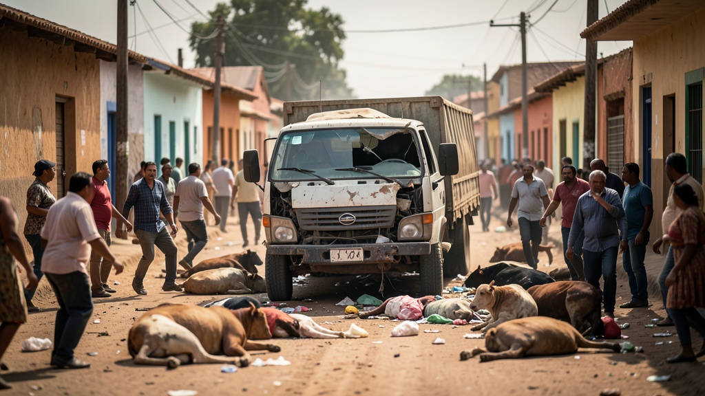 Volcadura de camión con ganado descontrola calles del centro de Puno