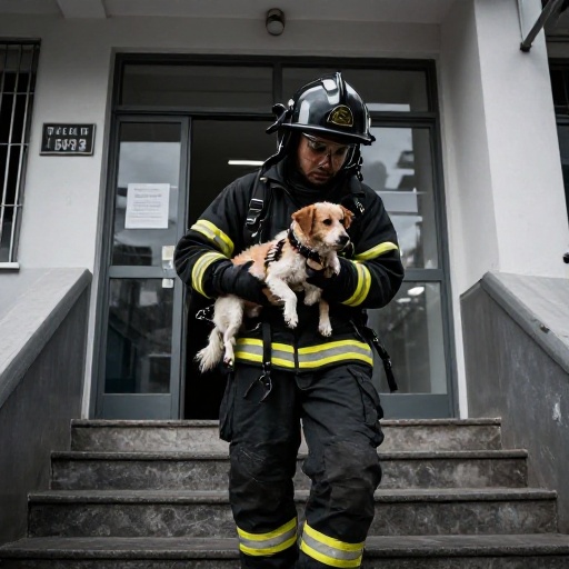 Bomberos de Tacna rescatan a perrita caída desde segundo piso y la trasladan a clínica